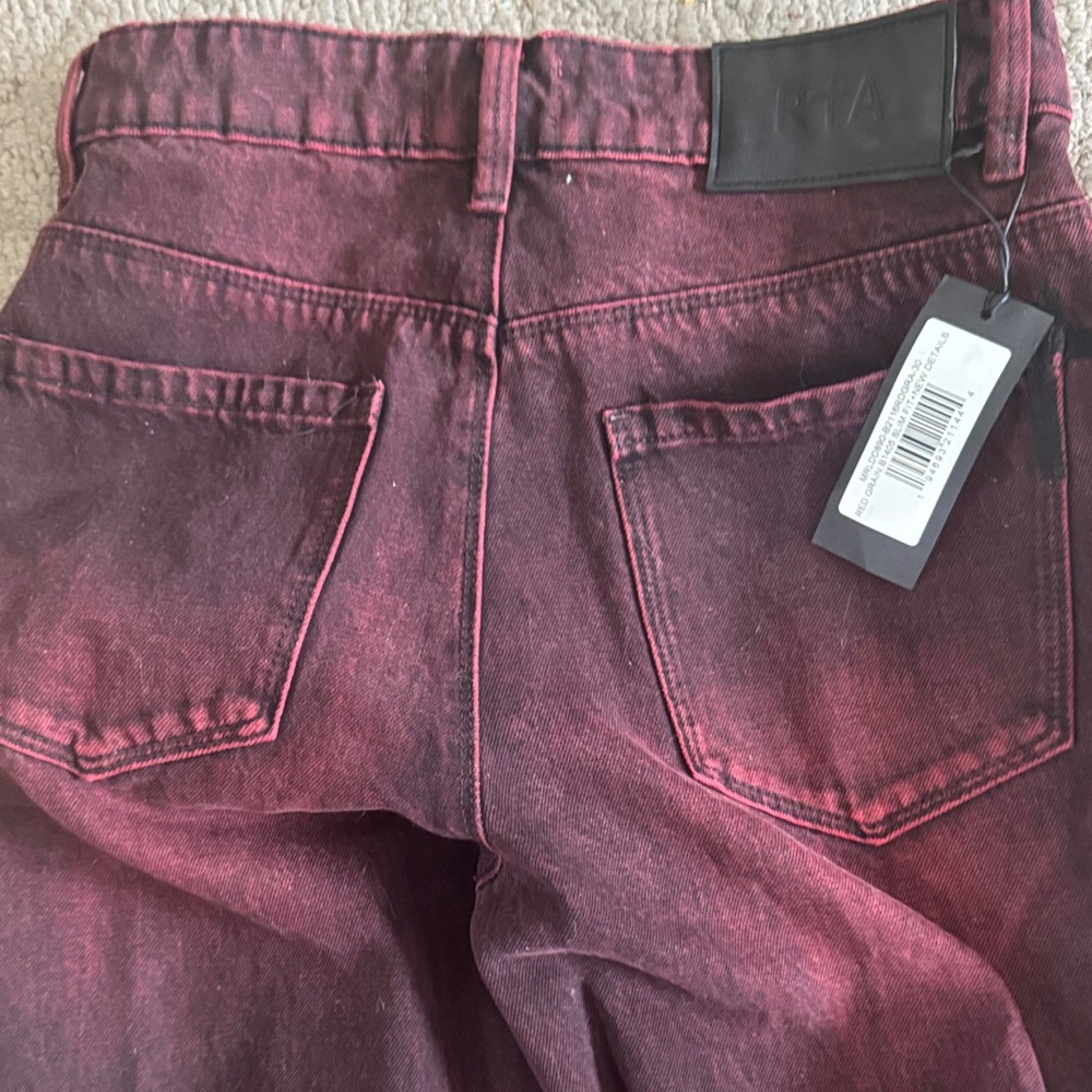 RtA Men's Slim Jeans in Red and Black